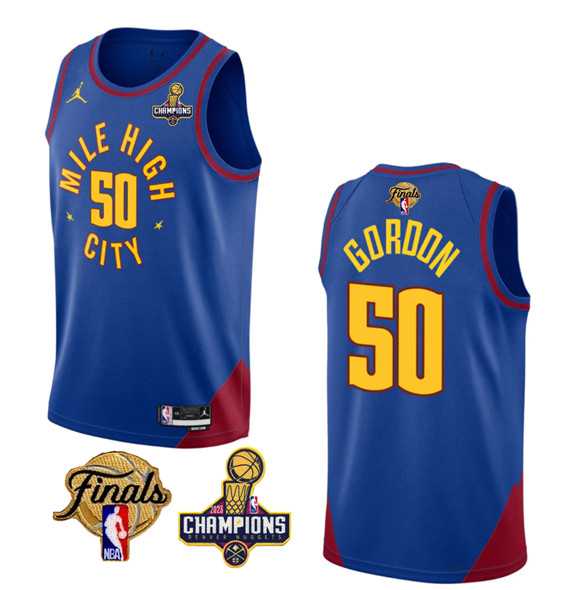 Mens Denver Nuggets #50 Aaron Gordon Blue 2023 Nuggets Champions Patch And Finals Patch Statemenr Edition Stitched Basketball Jersey->denver nuggets->NBA Jersey